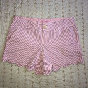 Lilly Pulitzer Pink Seersucker Scalloped Shorts